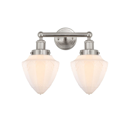 Innovations Bullet 16in 2-Light Bath Vanity | Industrial Brushed Satin Nickel and Matte White Frosted Glass | Bathroom Vanity | Model 616-2W-SN-G661-7