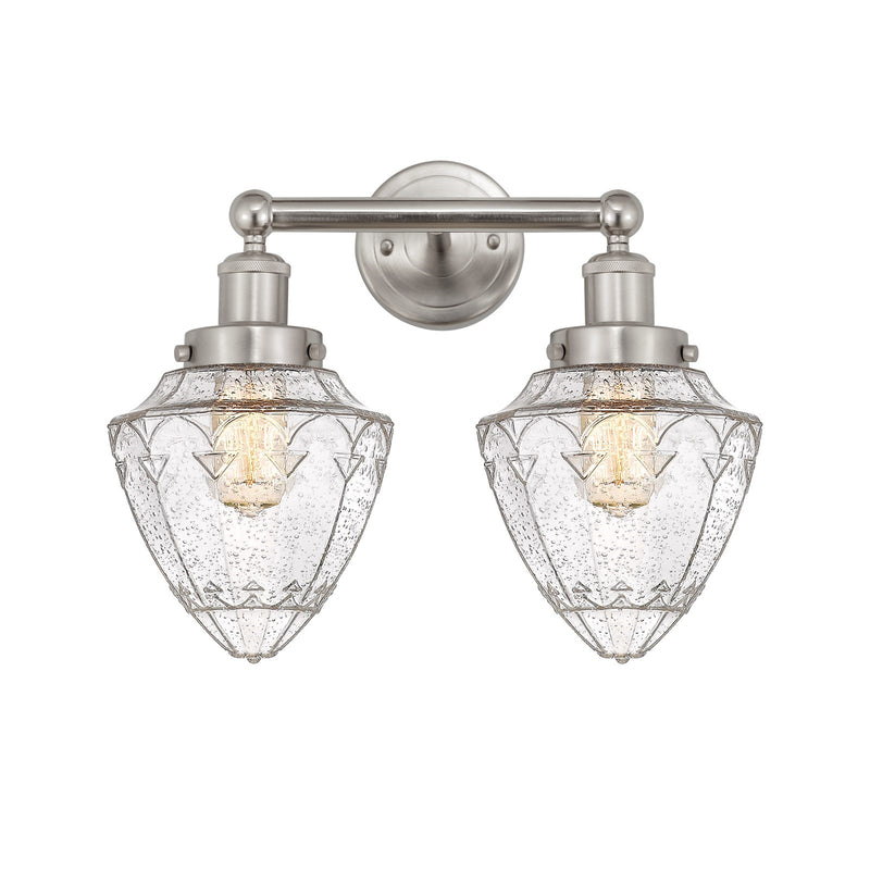Innovations Bullet 16in 2-Light Bath Vanity | Industrial Brushed Satin Nickel and Seedy Glass | Bathroom Vanity Light | 16 x 8 x | Model 616-2W-SN-G664-7
