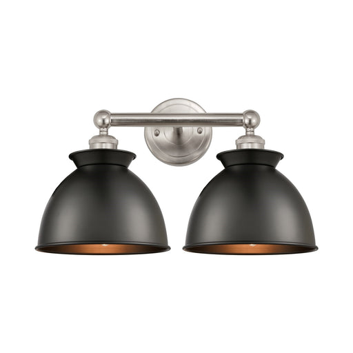 Innovations Adirondack 17in 2-Light Bath Vanity | Industrial Farmhouse Brushed Satin Nickel and Matte Black Metal Shade | Model 616-2W-SN-M14-BK