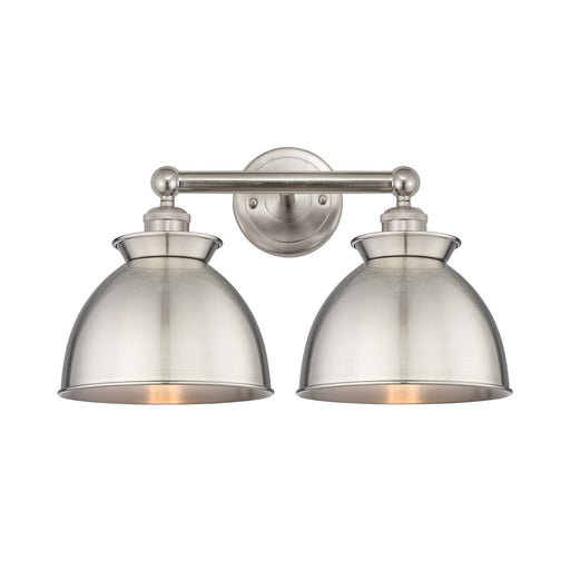 Innovations Adirondack 17in 2-Light Bath Vanity Light | Industrial Farmhouse Brushed Satin Nickel Steel and Cast Brass with Metal | Model 616-2W-SN-M14-SN