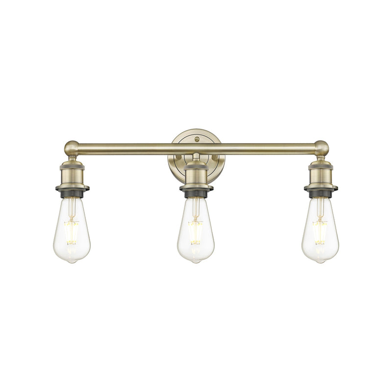 Innovations Edison 21in 3-Light Bath Vanity Light | Industrial Antique Brass Steel | Vanity & Bathroom | 21.38 x 6 x 6.25 in | Model 616-3W-AB