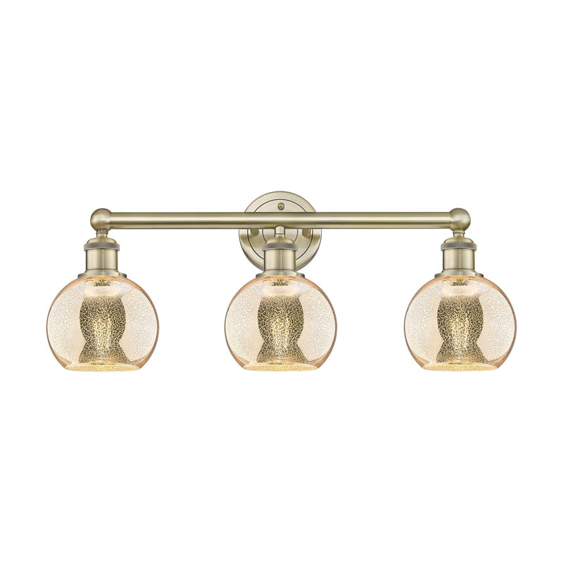 Innovations Athens 24in 3-Light Bath Vanity Light | Industrial Antique Brass and Mercury Glass | Bathroom Vanity | 23.88 x 10.12 | Model 616-3W-AB-G128-6