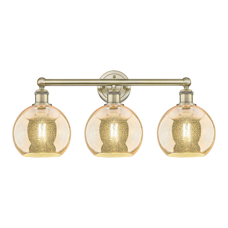 Innovations Athens 26in 3-Light Bath Vanity Light | Industrial Antique Brass and Mercury Glass | Bathroom Vanity | 26 x 12.25 x | Model 616-3W-AB-G128-8