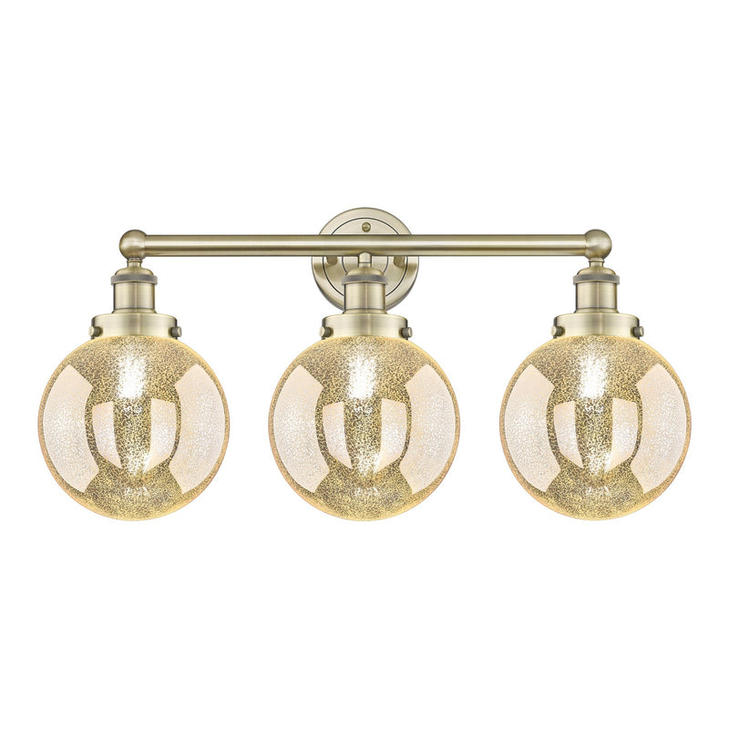 Innovations Beacon 26in 3-Light Bath Vanity Light | Art Nouveau Industrial Antique Brass and Mercury Glass | Bathroom Vanity | 26 | Model 616-3W-AB-G208-8
