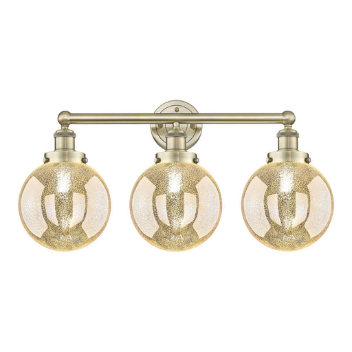 Innovations Beacon 26in 3-Light Bath Vanity Light | Art Nouveau Industrial Antique Brass and Mercury Glass | Bathroom Vanity | 26 | Model 616-3W-AB-G208-8