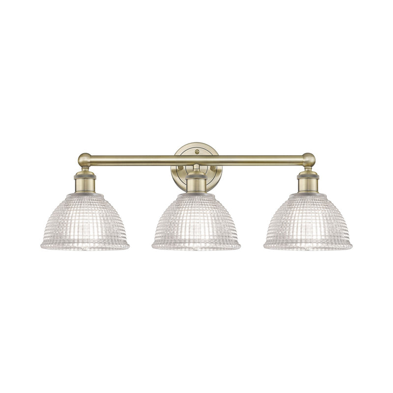 Innovations Arietta 26in 3-Light Bath Vanity Light | Industrial Antique Brass Steel and Clear Glass | Bathroom Vanity | 26 x 10.25 | Model 616-3W-AB-G422