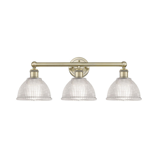 Innovations Arietta 26in 3-Light Bath Vanity Light | Industrial Antique Brass Steel and Clear Glass | Bathroom Vanity | 26 x 10.25 | Model 616-3W-AB-G422