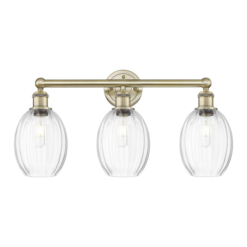 Innovations Preston Bulb 24in 3-Light Bath Vanity Light | Industrial Antique Brass and Clear Glass | Bathroom Vanity | 24.25 x | Model 616-3W-AB-G459-6CL