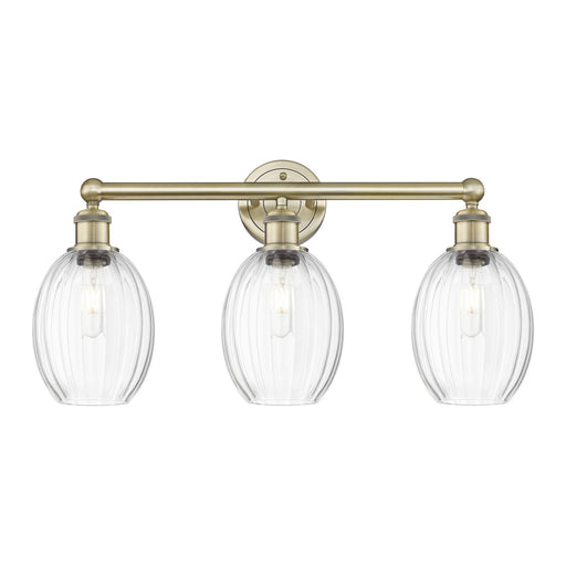 Innovations Preston Bulb 24in 3-Light Bath Vanity Light | Industrial Antique Brass and Clear Glass | Bathroom Vanity | 24.25 x | Model 616-3W-AB-G459-6CL