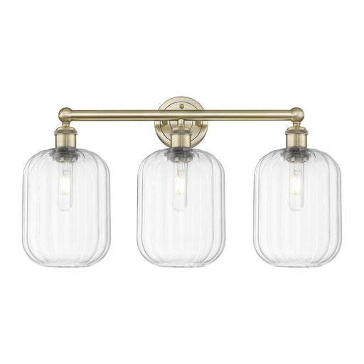 Innovations Preston Cylinder 25in 3-Light Bath Vanity | Industrial Antique Brass Steel and Clear Glass | Bathroom Vanity | Model 616-3W-AB-G460-7CL