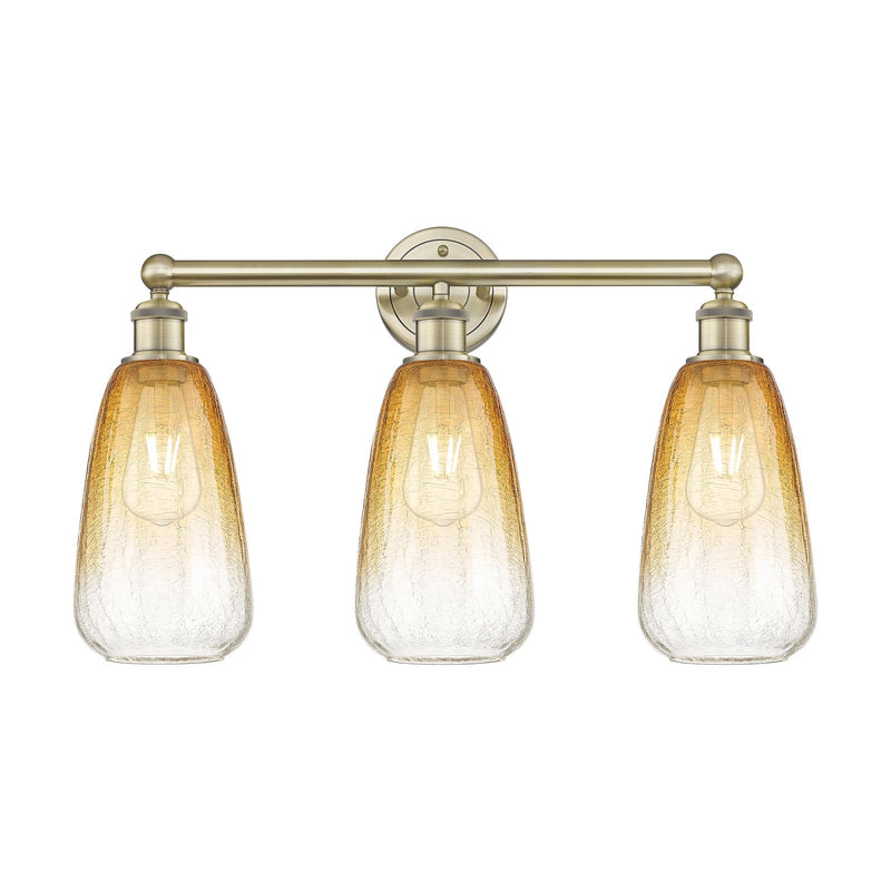 Innovations Brookhaven Almond 24in 3-Light Bath Vanity Light | Industrial Antique Brass and Amber Glass | Bathroom Vanity | 24 | Model 616-3W-AB-G480-6AM