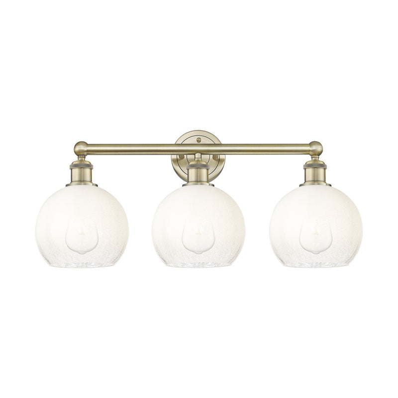 Innovations Brookhaven Globe 26in 3-Light Bath Vanity Light | Industrial Antique Brass Steel and Opal Glass | Bathroom Vanity & | Model 616-3W-AB-G483-8OP