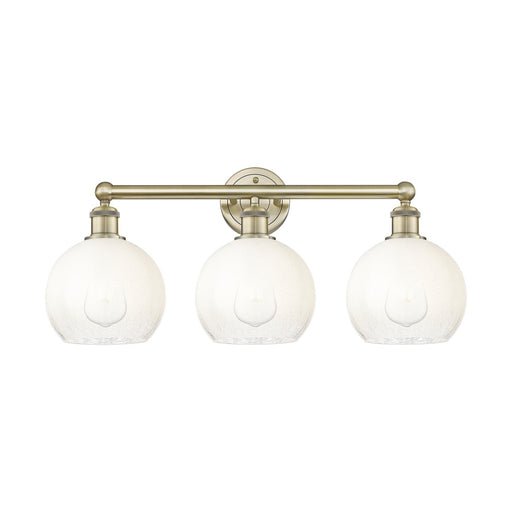 Innovations Brookhaven Globe 26in 3-Light Bath Vanity Light | Industrial Antique Brass Steel and Opal Glass | Bathroom Vanity & | Model 616-3W-AB-G483-8OP