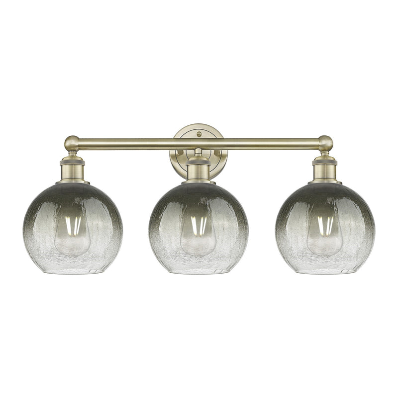 Innovations Brookhaven Globe 26in 3-Light Bath Vanity Light | Industrial Antique Brass Steel and Slate Glass | Bathroom Vanity | Model 616-3W-AB-G483-8SL
