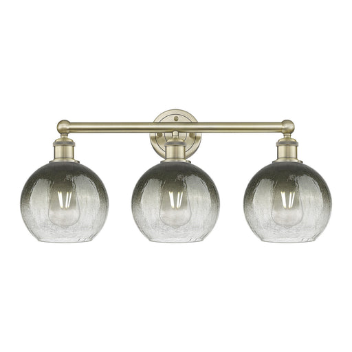 Innovations Brookhaven Globe 26in 3-Light Bath Vanity Light | Industrial Antique Brass Steel and Slate Glass | Bathroom Vanity | Model 616-3W-AB-G483-8SL