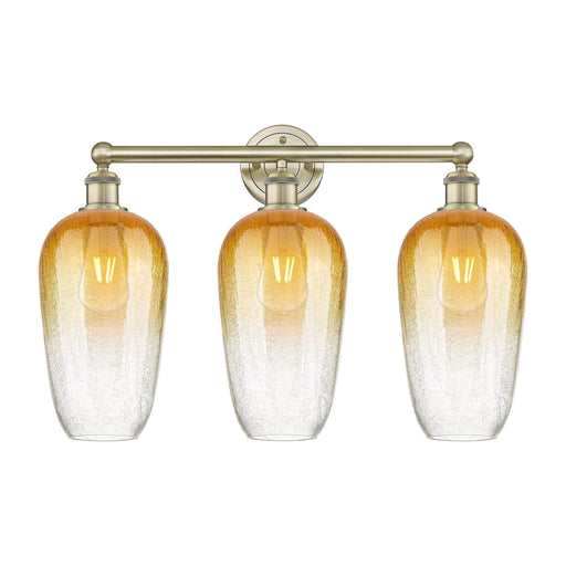 Innovations Brookhaven Flute 25in 3-Light Bath Vanity Light | Industrial Antique Brass Steel and Amber Glass | Bathroom Vanity | Model 616-3W-AB-G484-7AM