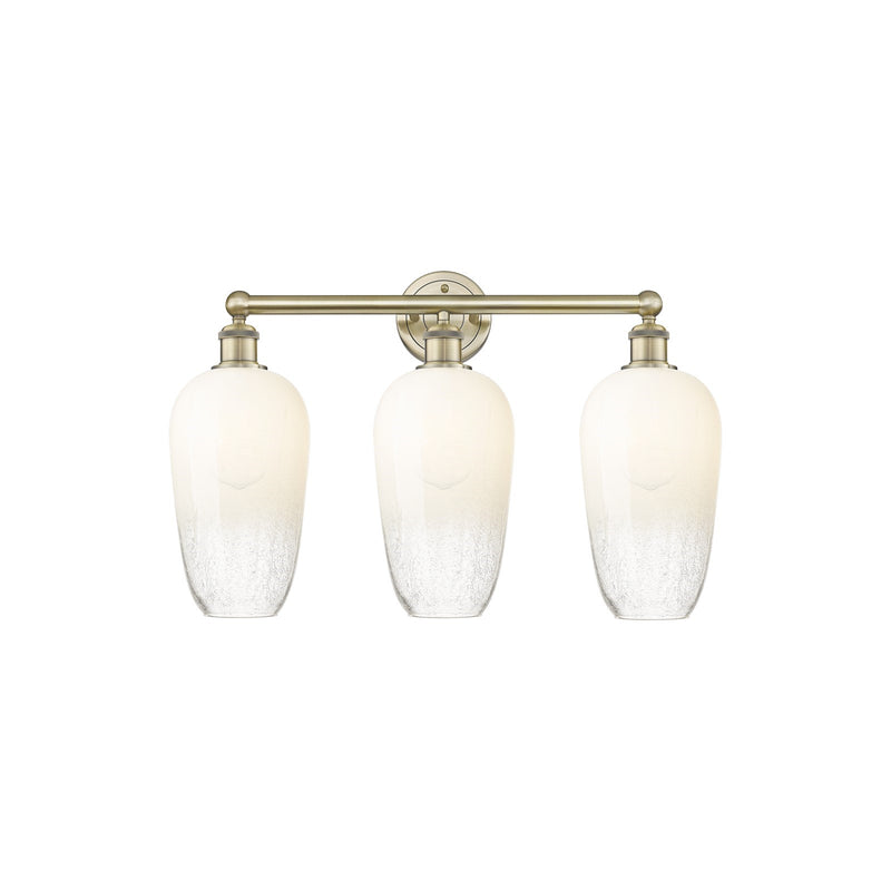 Innovations Brookhaven Flute 25in 3-Light Bath Vanity Light | Industrial Antique Brass Steel and Opal Glass | Bathroom Vanity | Model 616-3W-AB-G484-7OP