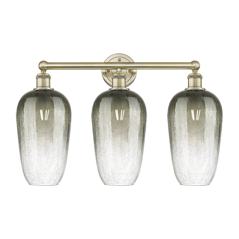 Innovations Brookhaven Flute 25in 3-Light Bath Vanity | Industrial Antique Brass Steel and Slate Glass | Bathroom Vanity Light | Model 616-3W-AB-G484-7SL