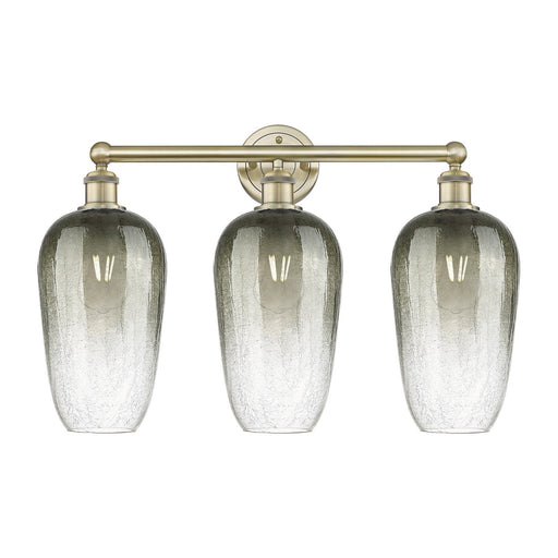 Innovations Brookhaven Flute 25in 3-Light Bath Vanity | Industrial Antique Brass Steel and Slate Glass | Bathroom Vanity Light | Model 616-3W-AB-G484-7SL