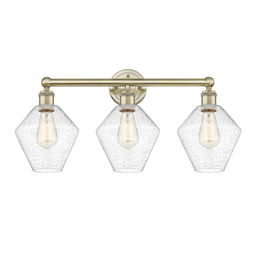 Innovations Cindyrella 26in 3-Light Bath Vanity Light | Industrial Antique Brass Steel and Seedy Glass | Bathroom Vanity | Model 616-3W-AB-G654-8