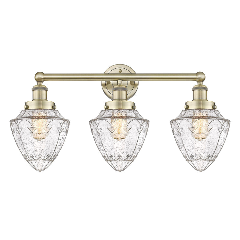 Innovations Bullet 25in 3-Light Bath Vanity Light | Industrial Antique Brass and Seedy Glass | Bathroom Vanity | 25 x 13.25 x 8 in | Model 616-3W-AB-G664-7