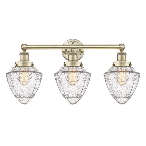 Innovations Bullet 25in 3-Light Bath Vanity Light | Industrial Antique Brass and Seedy Glass | Bathroom Vanity | 25 x 13.25 x 8 in | Model 616-3W-AB-G664-7