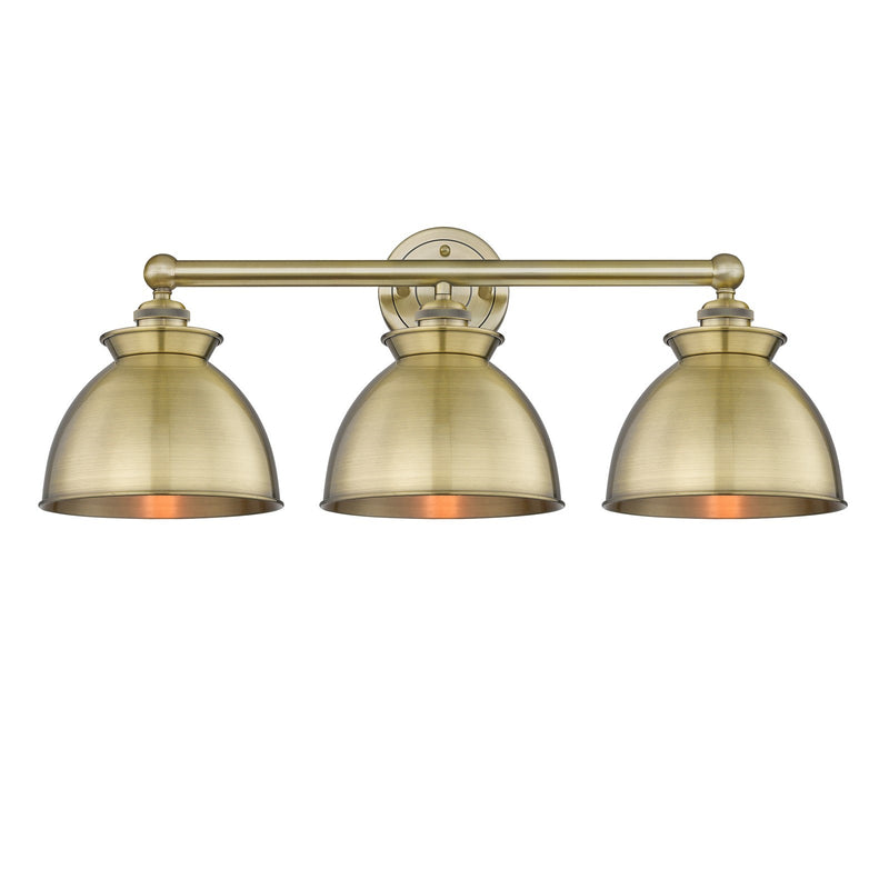 Innovations Adirondack 26in 3-Light Bath Vanity | Industrial Farmhouse Antique Brass Steel and Cast Brass with Antique Brass | Model 616-3W-AB-M14-AB