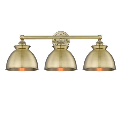 Innovations Adirondack 26in 3-Light Bath Vanity | Industrial Farmhouse Antique Brass Steel and Cast Brass with Antique Brass | Model 616-3W-AB-M14-AB