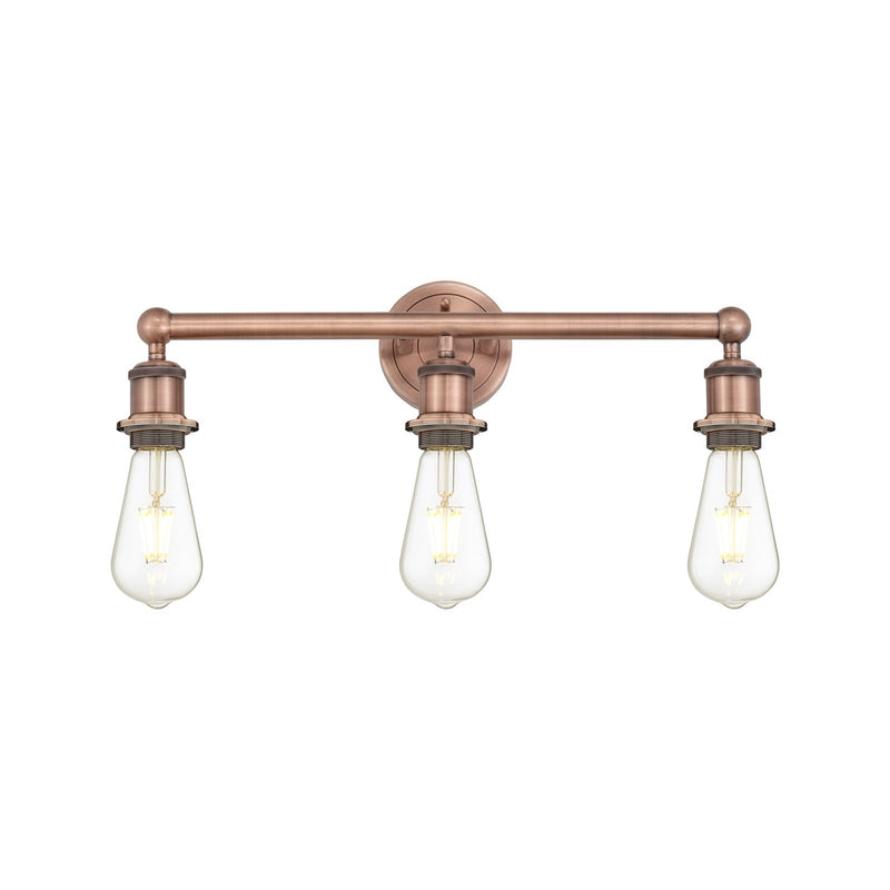 Innovations Edison 21in 3-Light Bath Vanity Light | Industrial Antique Copper Steel and Cast Brass | Damp Rated Bathroom Vanity | 21.38 | Model 616-3W-AC