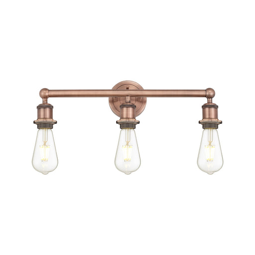 Innovations Edison 21in 3-Light Bath Vanity Light | Industrial Antique Copper Steel and Cast Brass | Damp Rated Bathroom Vanity | 21.38 | Model 616-3W-AC