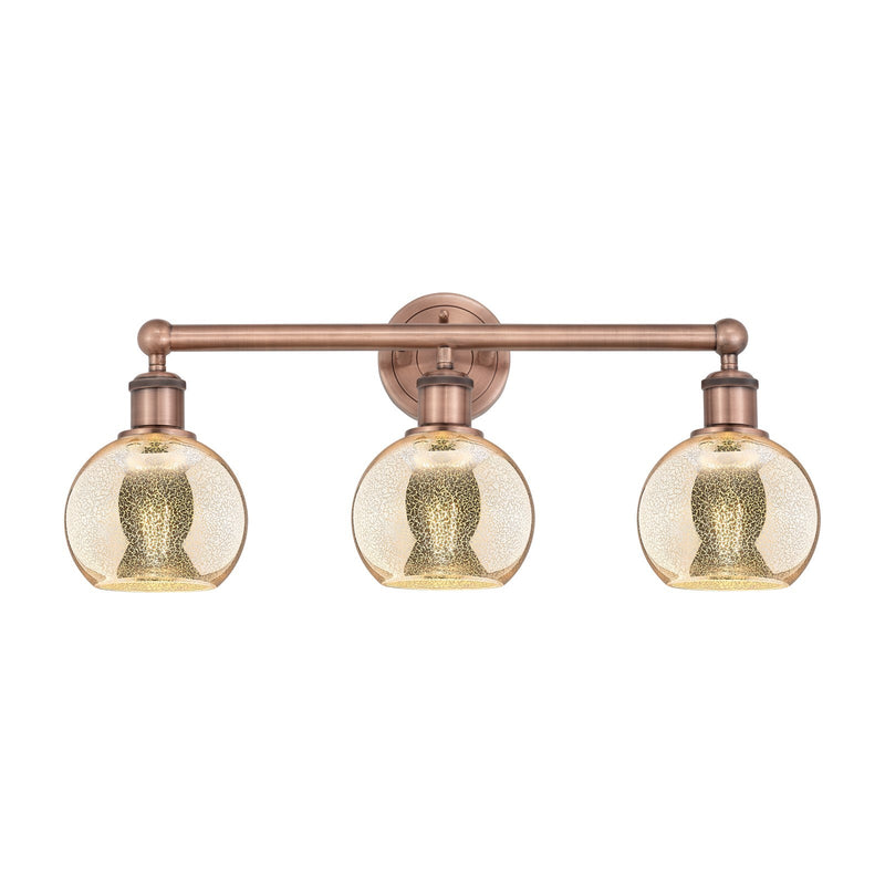 Innovations Athens 24in 3-Light Bath Vanity | Industrial Antique Copper Steel and Mercury Glass | Bathroom Vanity Light | 23.88 x | Model 616-3W-AC-G128-6