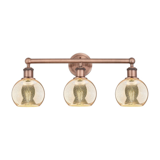 Innovations Athens 24in 3-Light Bath Vanity | Industrial Antique Copper Steel and Mercury Glass | Bathroom Vanity Light | 23.88 x | Model 616-3W-AC-G128-6