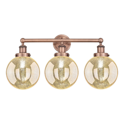 Innovations Beacon 26in 3-Light Bath Vanity Light | Art Nouveau Industrial Antique Copper Steel and Mercury Glass | Bathroom | Model 616-3W-AC-G208-8