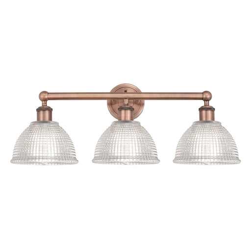 Innovations Arietta 26in 3-Light Bath Vanity Light | Industrial Antique Copper and Clear Glass | Bathroom Vanity | 26 x 10.25 x 8.5 | Model 616-3W-AC-G422