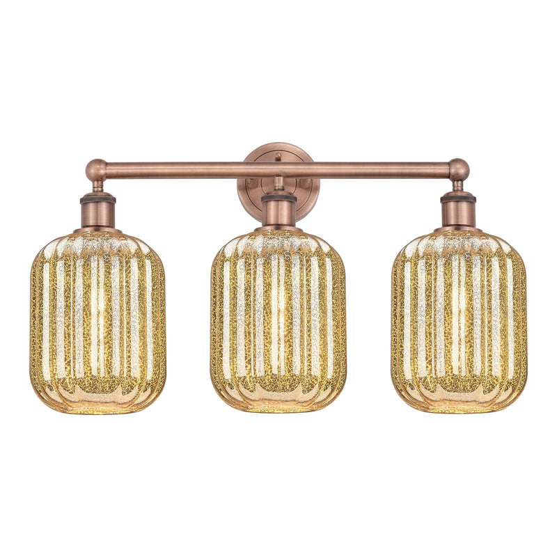 Innovations Preston Cylinder 25in 3-Light Bath Vanity Light | Industrial Antique Copper and Mercury Glass | Bathroom Vanity | Model 616-3W-AC-G460-7ME