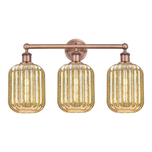 Innovations Preston Cylinder 25in 3-Light Bath Vanity Light | Industrial Antique Copper and Mercury Glass | Bathroom Vanity | Model 616-3W-AC-G460-7ME