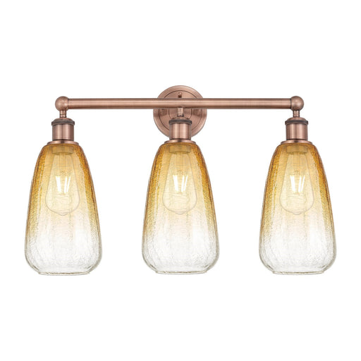 Innovations Brookhaven Almond 24in 3-Light Bath Vanity Light | Industrial Antique Copper and Amber Glass | Damp Rated Bathroom | Model 616-3W-AC-G480-6AM