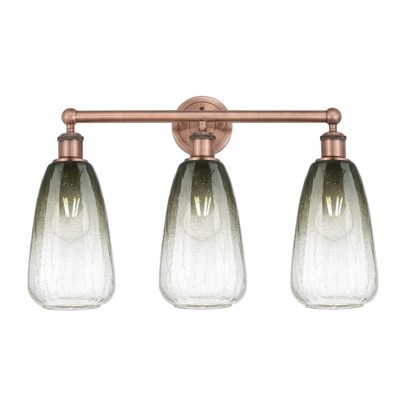 Innovations Brookhaven Almond 24in 3-Light Bath Vanity Light | Industrial Antique Copper Steel and Slate Glass Shade | Damp | Model 616-3W-AC-G480-6SL