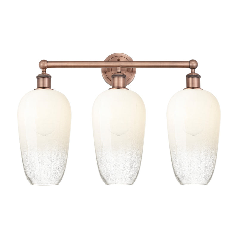 Innovations Brookhaven Flute 25in 3-Light Bath Vanity | Industrial Antique Copper Steel and Opal Glass | Damp Rated Bathroom & | Model 616-3W-AC-G484-7OP