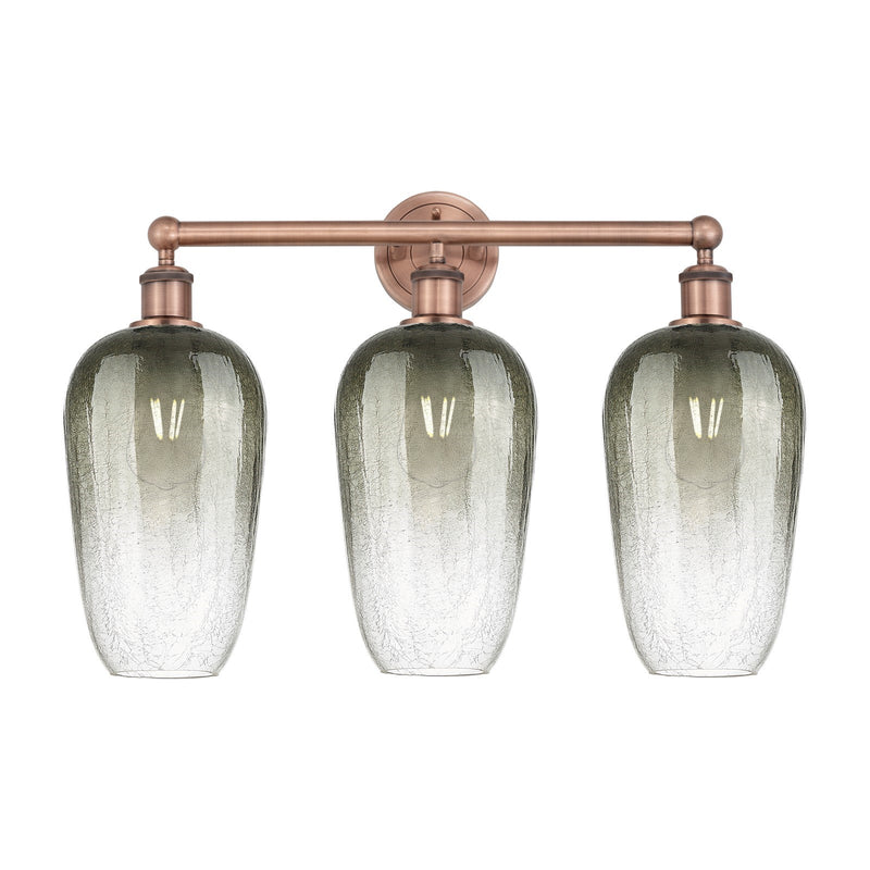 Innovations Brookhaven Flute 25in 3-Light Bath Vanity Light | Industrial Antique Copper Steel and Slate Glass | Damp-Rated | Model 616-3W-AC-G484-7SL