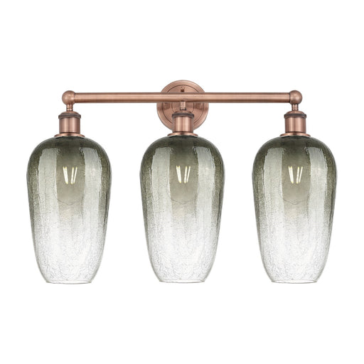 Innovations Brookhaven Flute 25in 3-Light Bath Vanity Light | Industrial Antique Copper Steel and Slate Glass | Damp-Rated | Model 616-3W-AC-G484-7SL