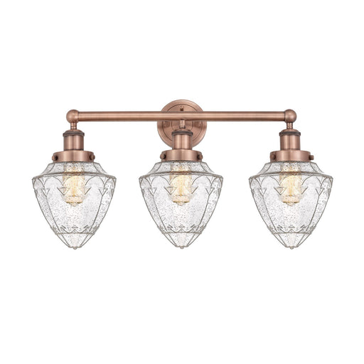 Innovations Bullet 25in 3-Light Bath Vanity Light | Industrial Antique Copper Steel and Seedy Glass | Bathroom Vanity | 25 x | Model 616-3W-AC-G664-7