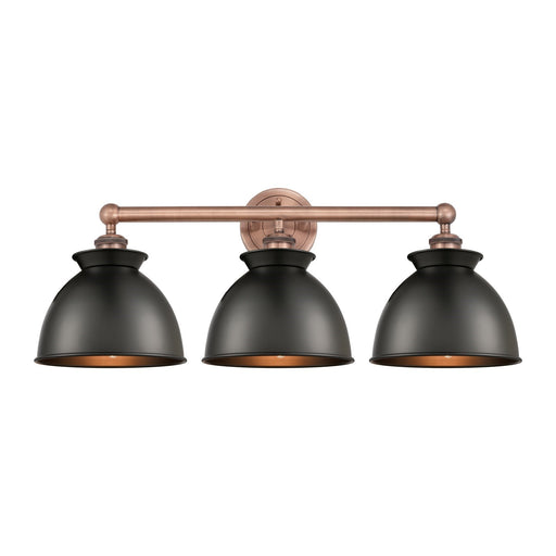 Innovations Adirondack 26in 3-Light Bath Vanity Light | Industrial Antique Copper and Matte Black Metal | Damp Rated Bathroom | Model 616-3W-AC-M14-BK