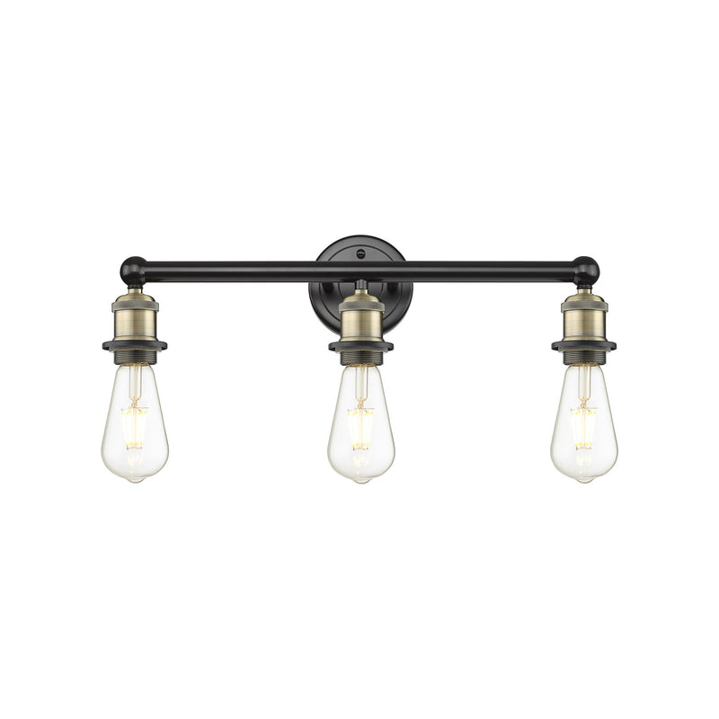 Innovations Edison 21in 3-Light Bath Vanity Light | Industrial Black Antique Brass Steel and Cast Brass | Damp Rated Bathroom Vanity | Model 616-3W-BAB