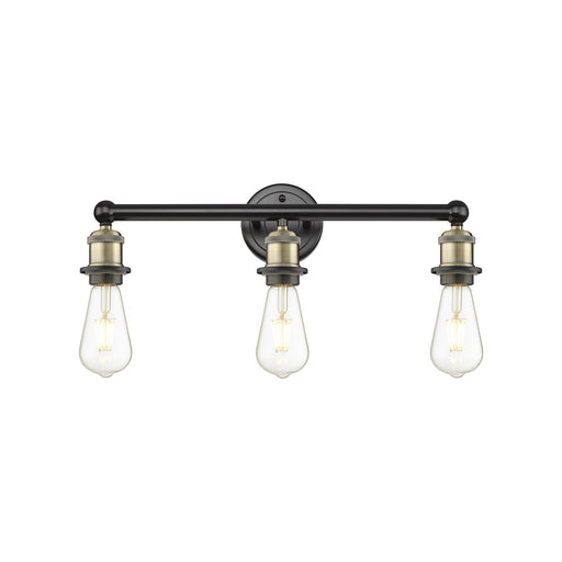 Innovations Edison 21in 3-Light Bath Vanity Light | Industrial Black Antique Brass Steel and Cast Brass | Damp Rated Bathroom Vanity | Model 616-3W-BAB