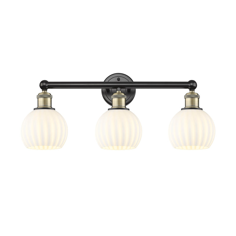 Innovations White Venetian 24in 3-Light Bath Vanity Light | Art Nouveau Black Antique Brass Steel and White Venetian Glass | Model 616-3W-BAB-G1217-6WV