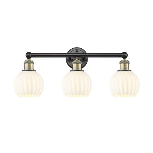 Innovations White Venetian 24in 3-Light Bath Vanity Light | Art Nouveau Black Antique Brass Steel and White Venetian Glass | Model 616-3W-BAB-G1217-6WV
