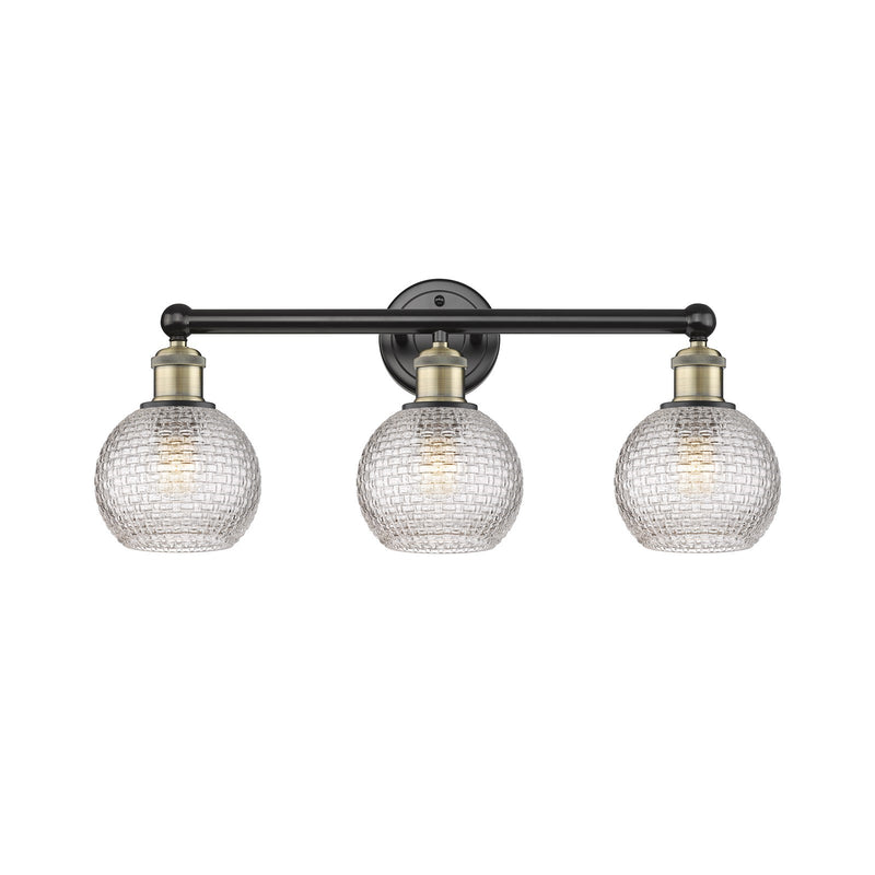 Innovations Athens 24in 3-Light Bath Vanity Light | Modern Farmhouse Black Antique Brass and Clear Basket Weave Glass | Model 616-3W-BAB-G122C-6CL