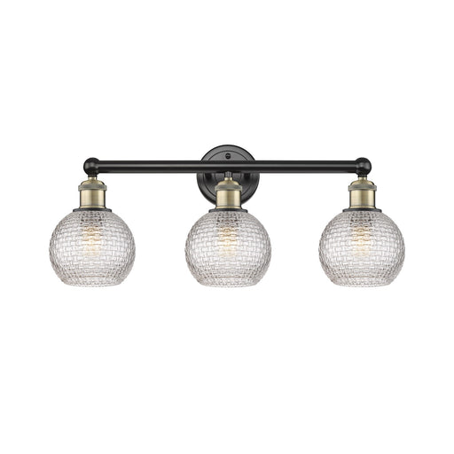 Innovations Athens 24in 3-Light Bath Vanity Light | Modern Farmhouse Black Antique Brass and Clear Basket Weave Glass | Model 616-3W-BAB-G122C-6CL