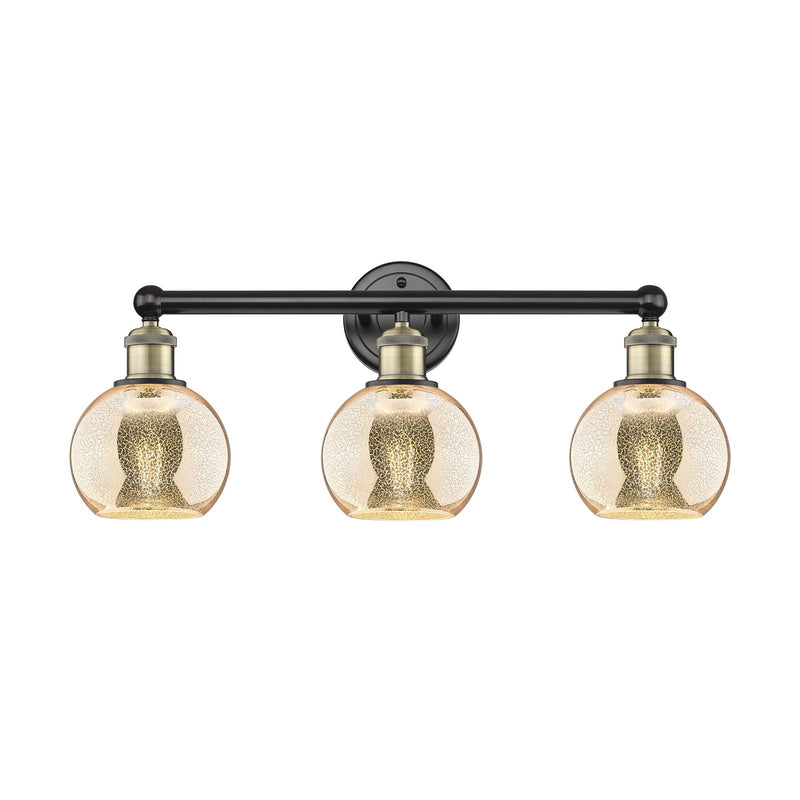 Innovations Athens 24in 3-Light Bath Vanity Light | Industrial Black Antique Brass and Mercury Glass | Bathroom Vanity | 23.88 x | Model 616-3W-BAB-G128-6